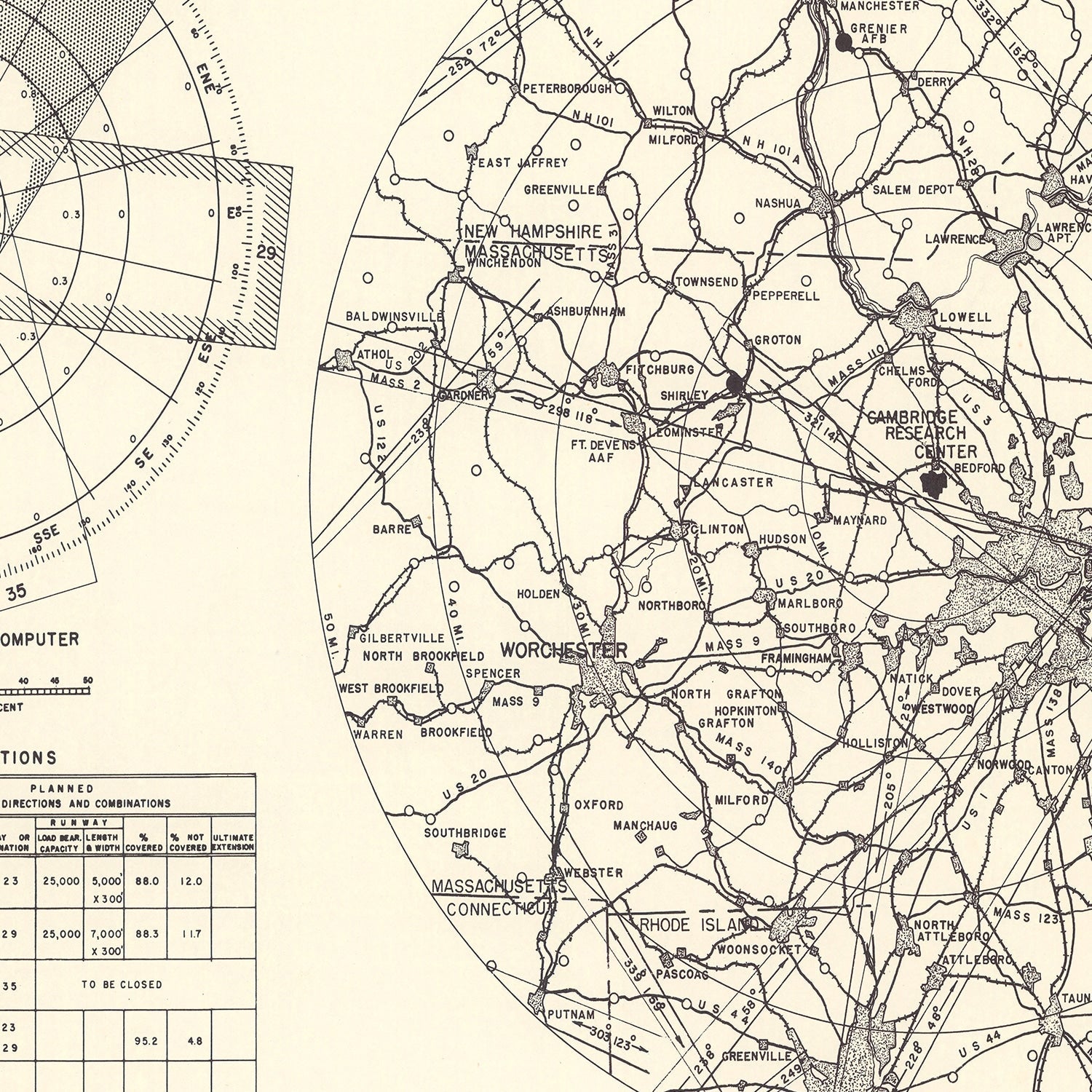 Vintage Map of the Cambridge Research Center Vicinity, 1952