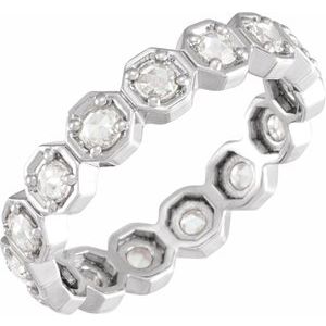 Platinum 1/2 CTW Natural Rose-Cut Diamond Eternity Band Size 6.5