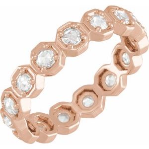 14K Rose 1/2 CTW Natural Rose-Cut Diamond Eternity Band Size 7