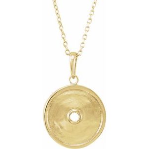 14K Yellow Gold Natural Aquamarine & 1/4 CTW Natural Diamond Disc 16-18" Necklace