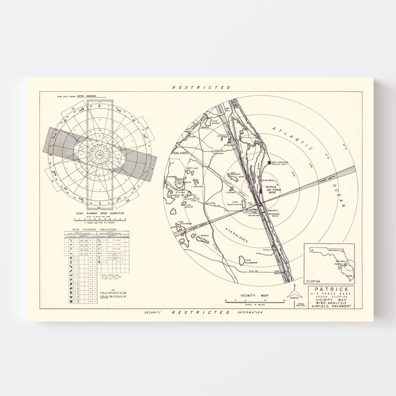 Vintage Map of the Patrick Air Force Base Vicinity, 1952