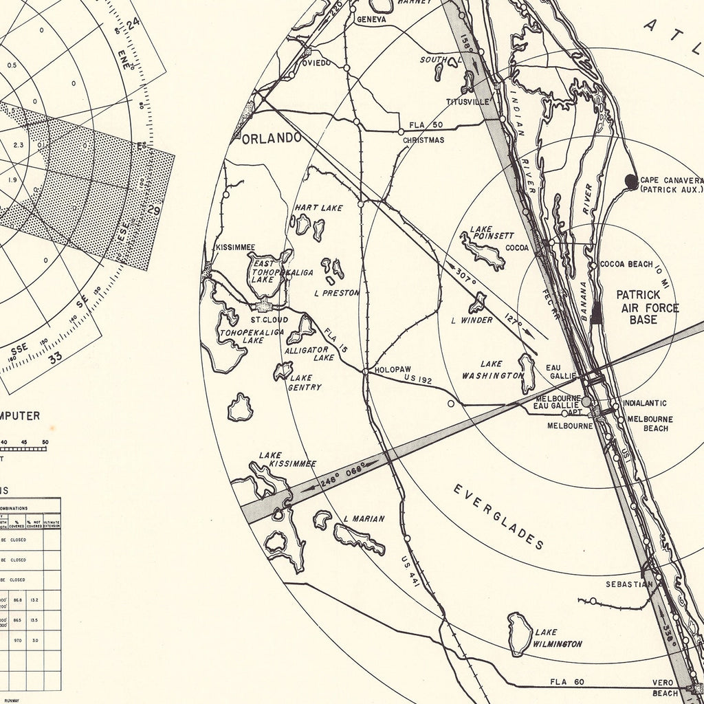 Vintage Map of the Patrick Air Force Base Vicinity, 1952