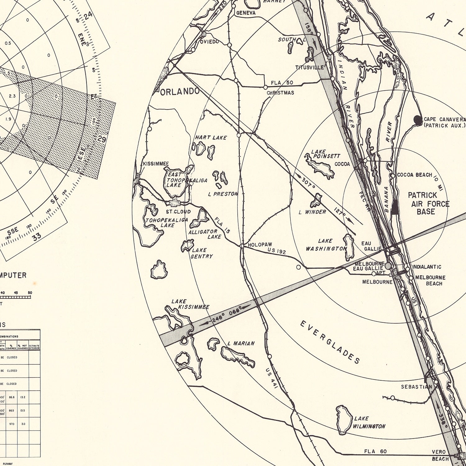 Vintage Map of the Patrick Air Force Base Vicinity, 1952