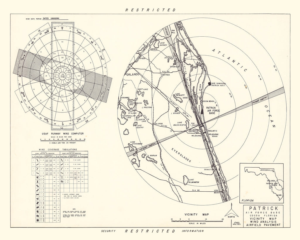 Vintage Map of the Patrick Air Force Base Vicinity, 1952