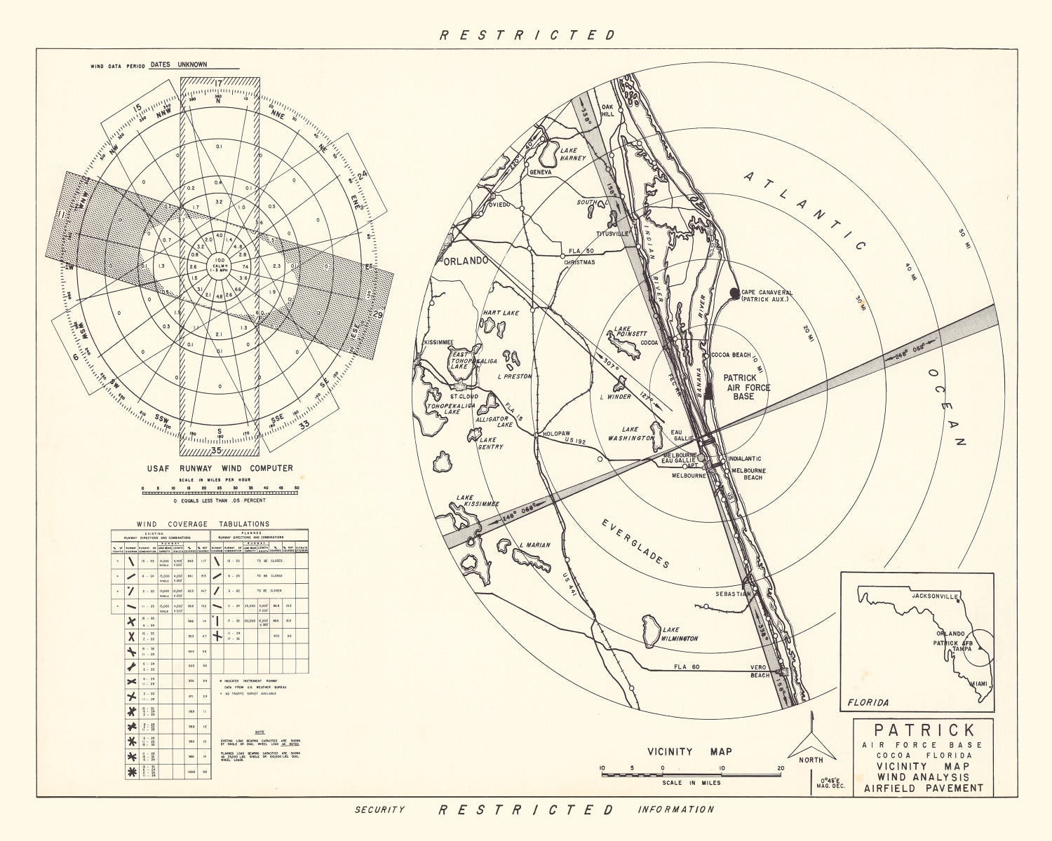 Vintage Map of the Patrick Air Force Base Vicinity, 1952