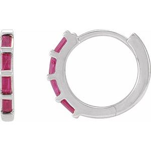 Sterling Silver Natural Ruby Huggie Earrings