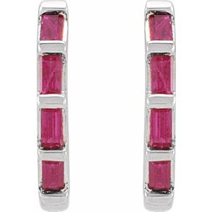 Sterling Silver Natural Ruby Huggie Earrings – image 2
