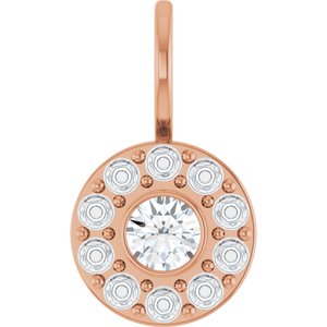 14K Rose Gold 4 mm Round Bezel-Set Halo-Style Charm/Pendant Mounting