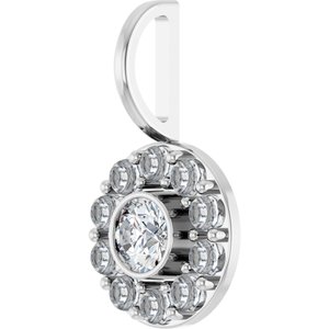 14K White Gold 4 mm Round Bezel-Set Halo-Style Charm/Pendant Mounting – image 3