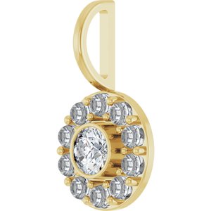14K Yellow Gold 4 mm Round Bezel-Set Halo-Style Charm/Pendant Mounting – image 3