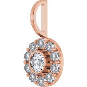 14K Rose Gold 4 mm Round Bezel-Set Halo-Style Charm/Pendant Mounting – image 3