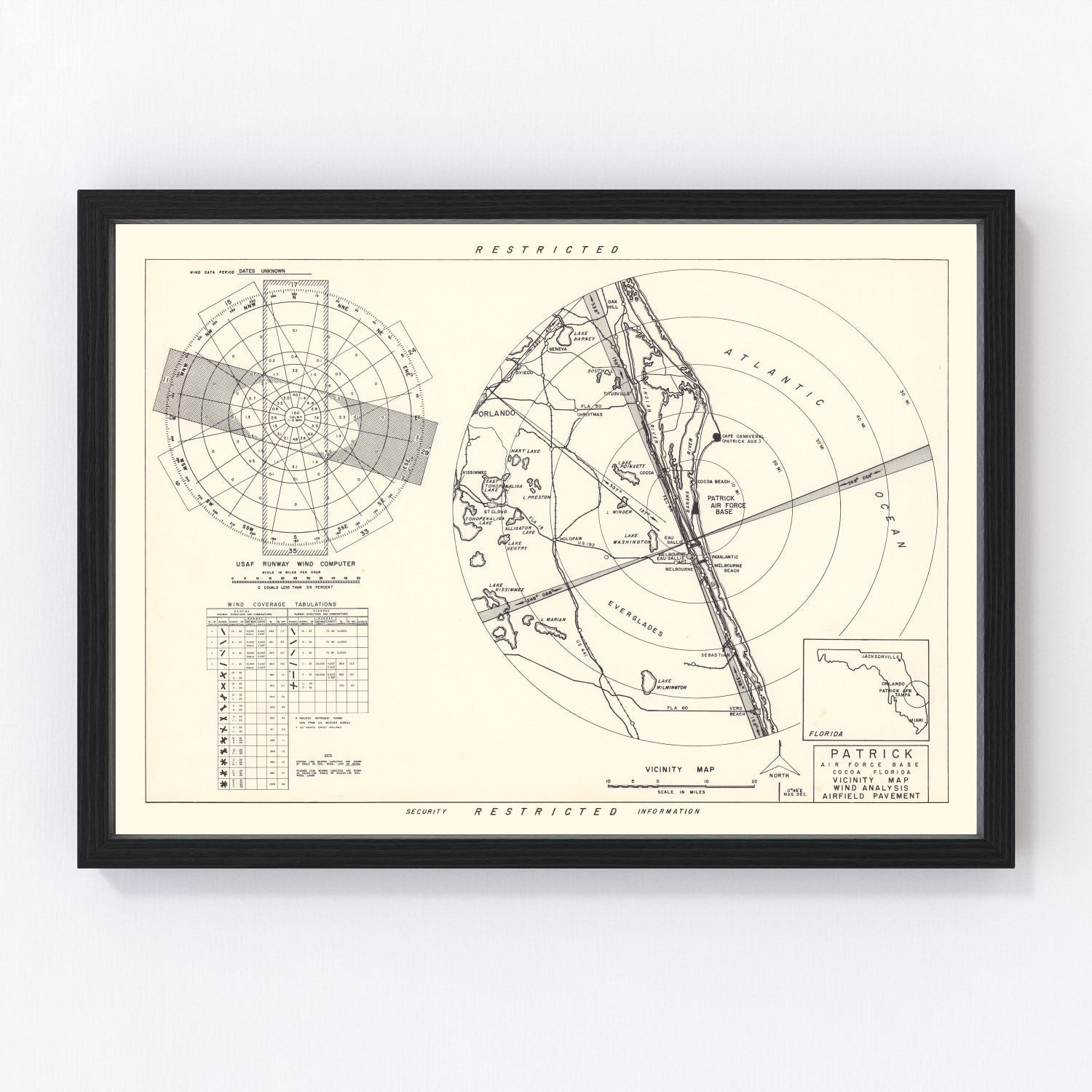 Vintage Map of the Patrick Air Force Base Vicinity, 1952
