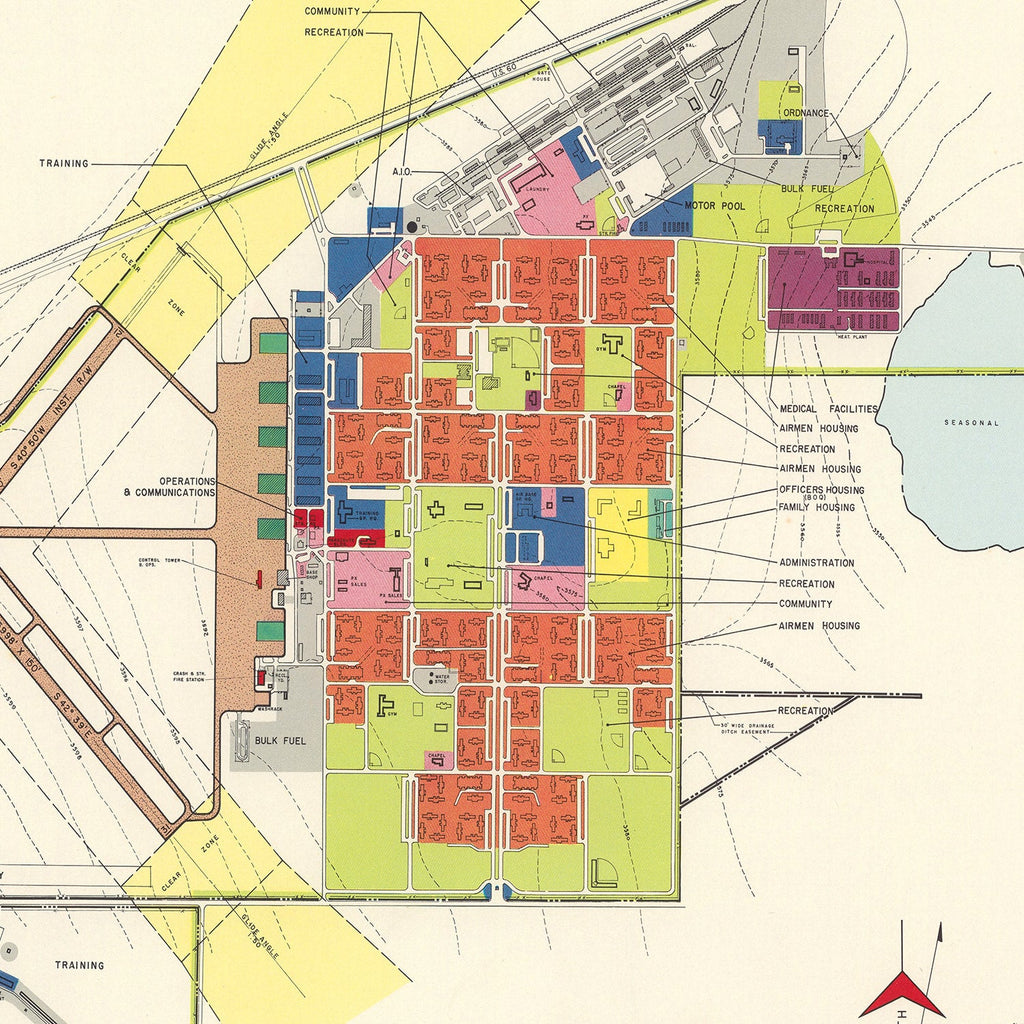 Vintage Map of Amarillo Air Force Base, 1952