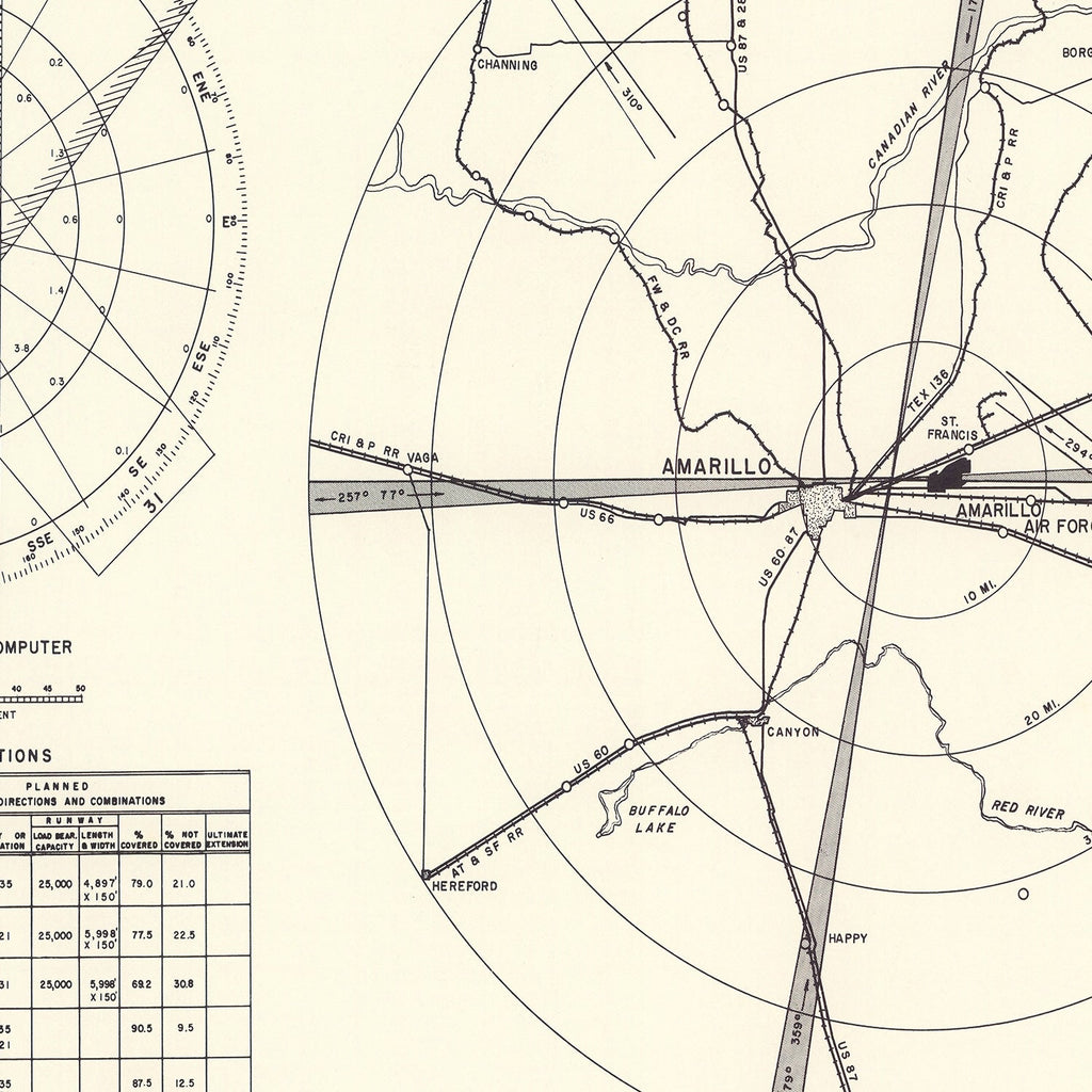 Vintage Map of the Amarillo Air Force Base Vicinity, 1952