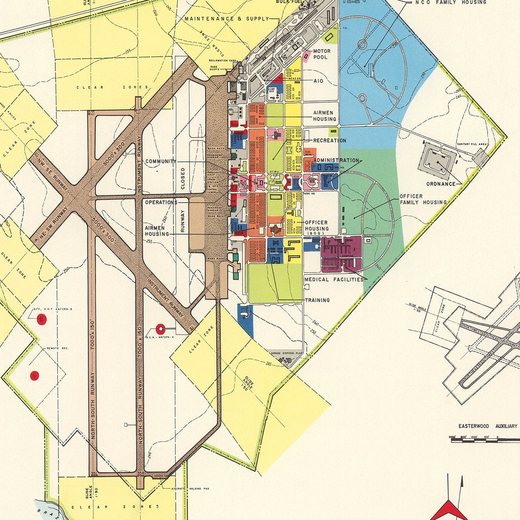 Vintage Map of Bryan Air Force Base, 1951
