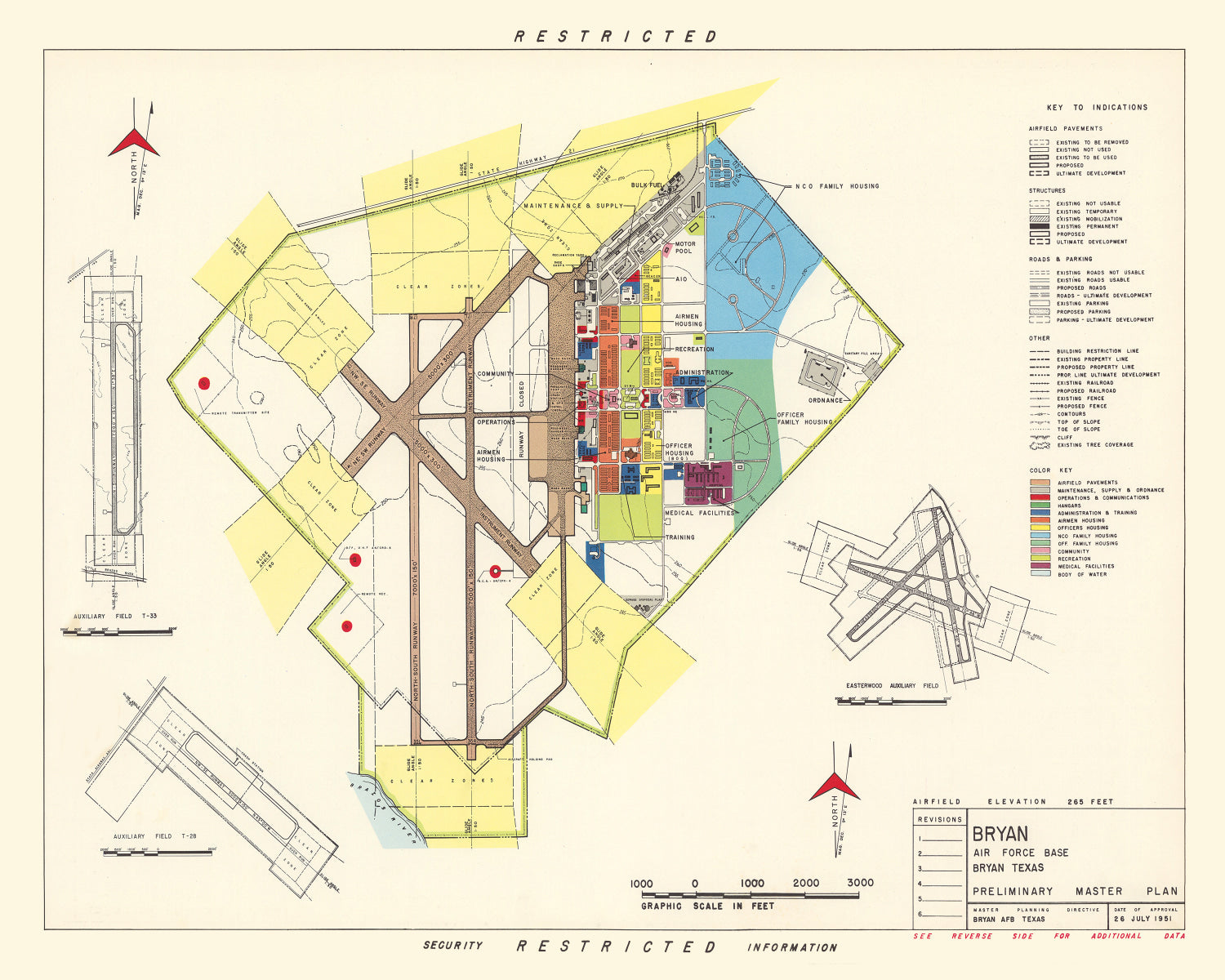 Vintage Map of Bryan Air Force Base, 1951