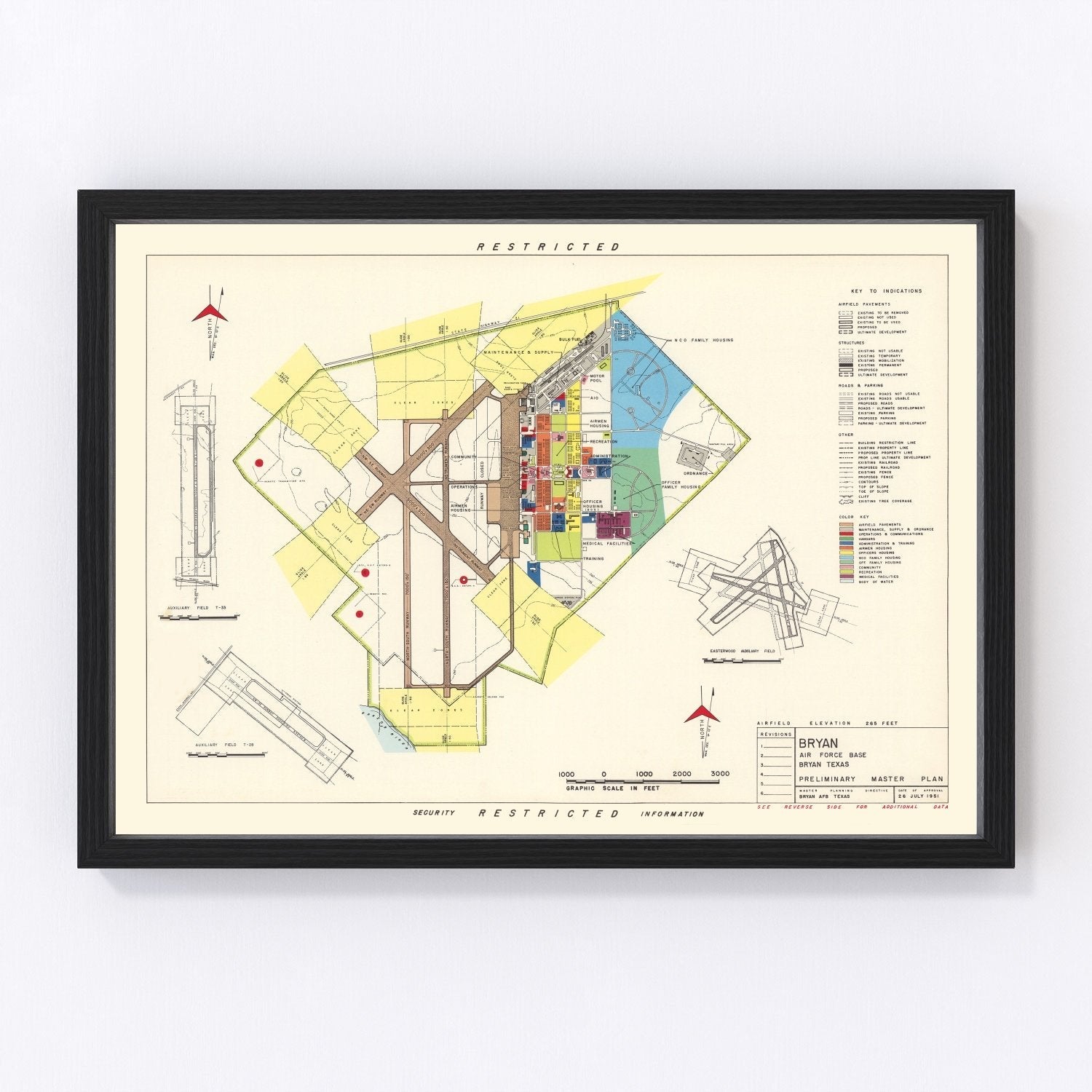 Vintage Map of Bryan Air Force Base, 1951