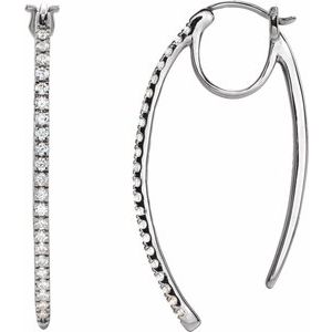 14K White Gold 1/2 CTW Natural Diamond Hoop Earrings