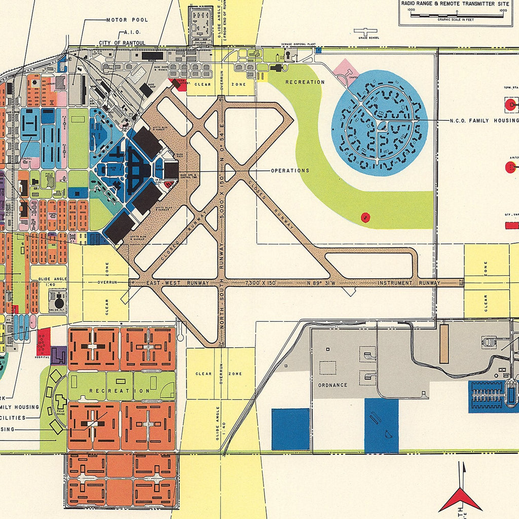 Vintage Map of Chanute Air Force Base, 1951