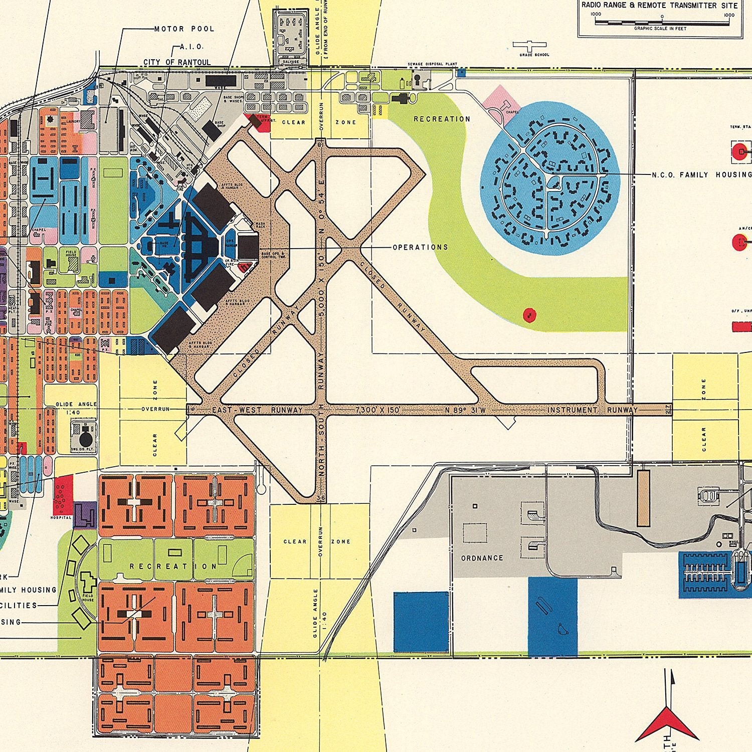 Vintage Map of Chanute Air Force Base, 1951