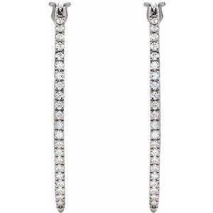 14K White Gold 1/2 CTW Natural Diamond Hoop Earrings – image 2