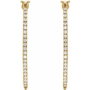 14K Yellow Gold 1/2 CTW Natural Diamond Hoop Earrings