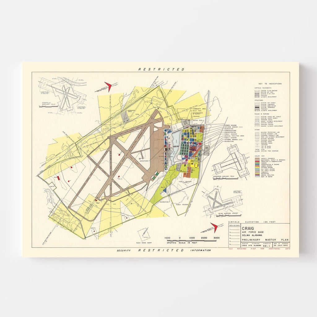 Vintage Map of Craig Air Force Base, 1950