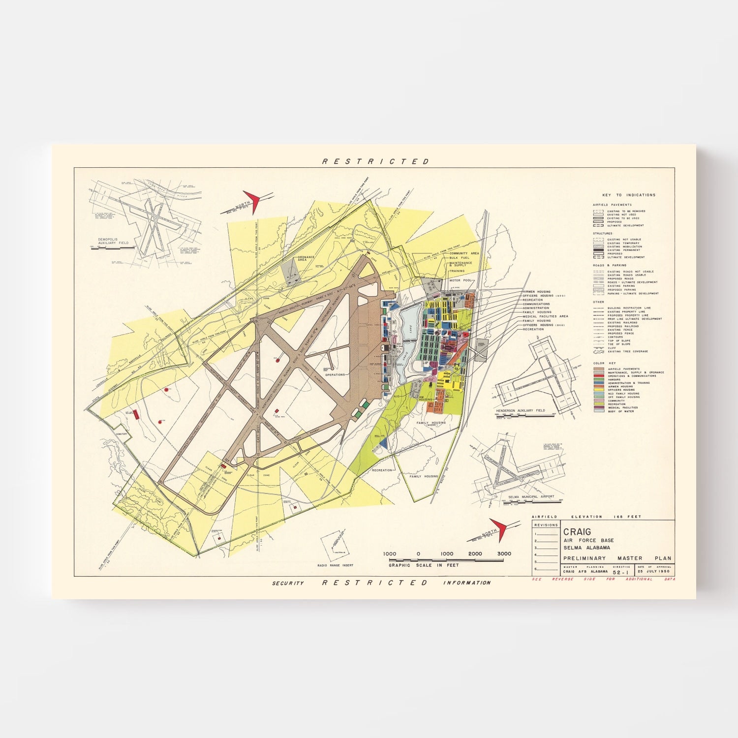 Vintage Map of Craig Air Force Base, 1950