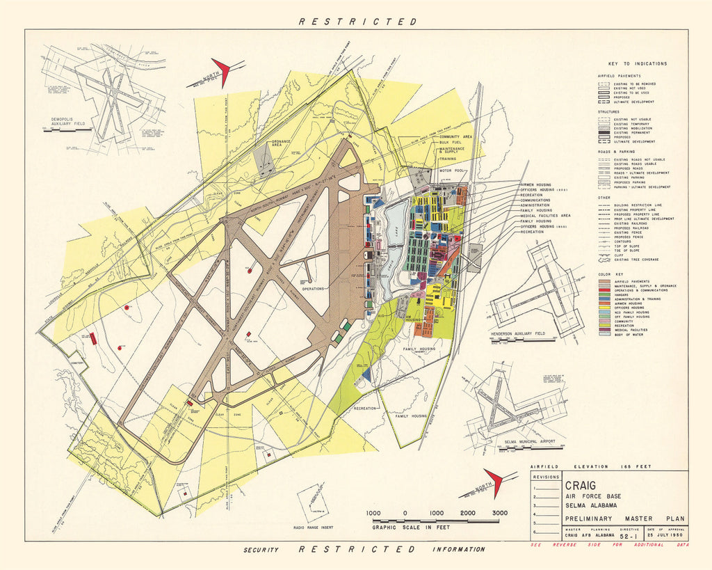 Vintage Map of Craig Air Force Base, 1950