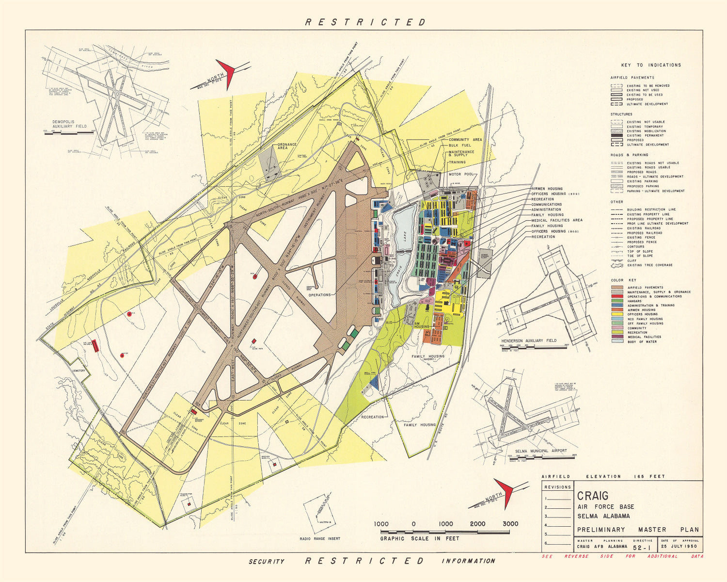 Vintage Map of Craig Air Force Base, 1950