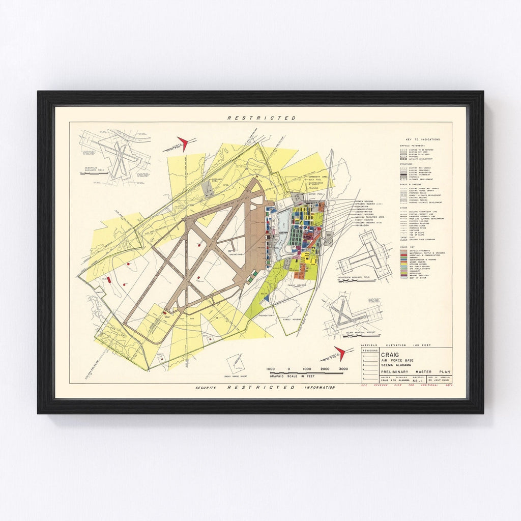 Vintage Map of Craig Air Force Base, 1950