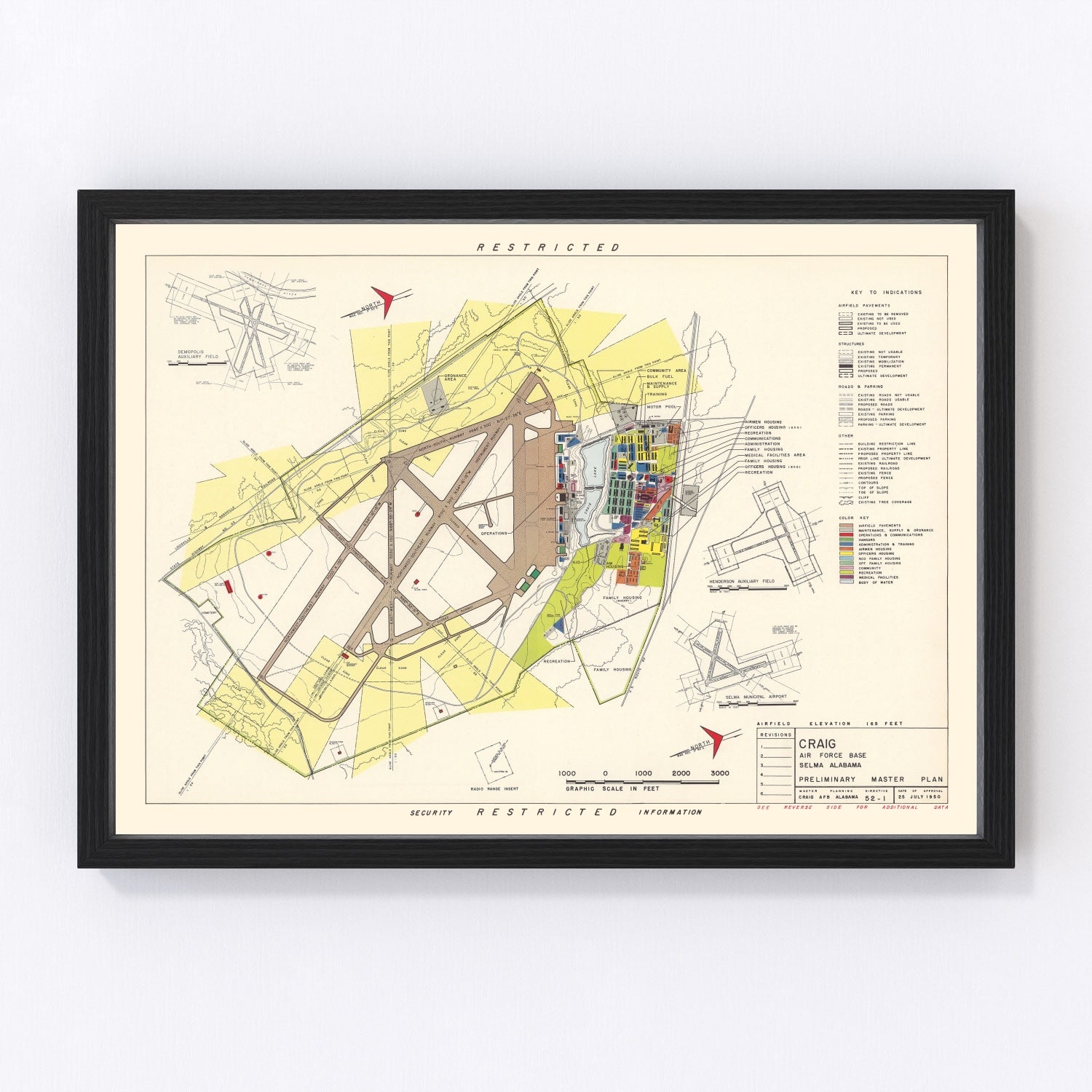 Vintage Map of Craig Air Force Base, 1950