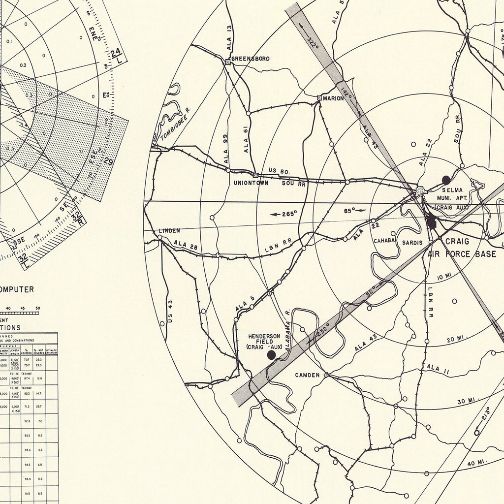 Vintage Map of the Craig Air Force Base Vicinity, 1950