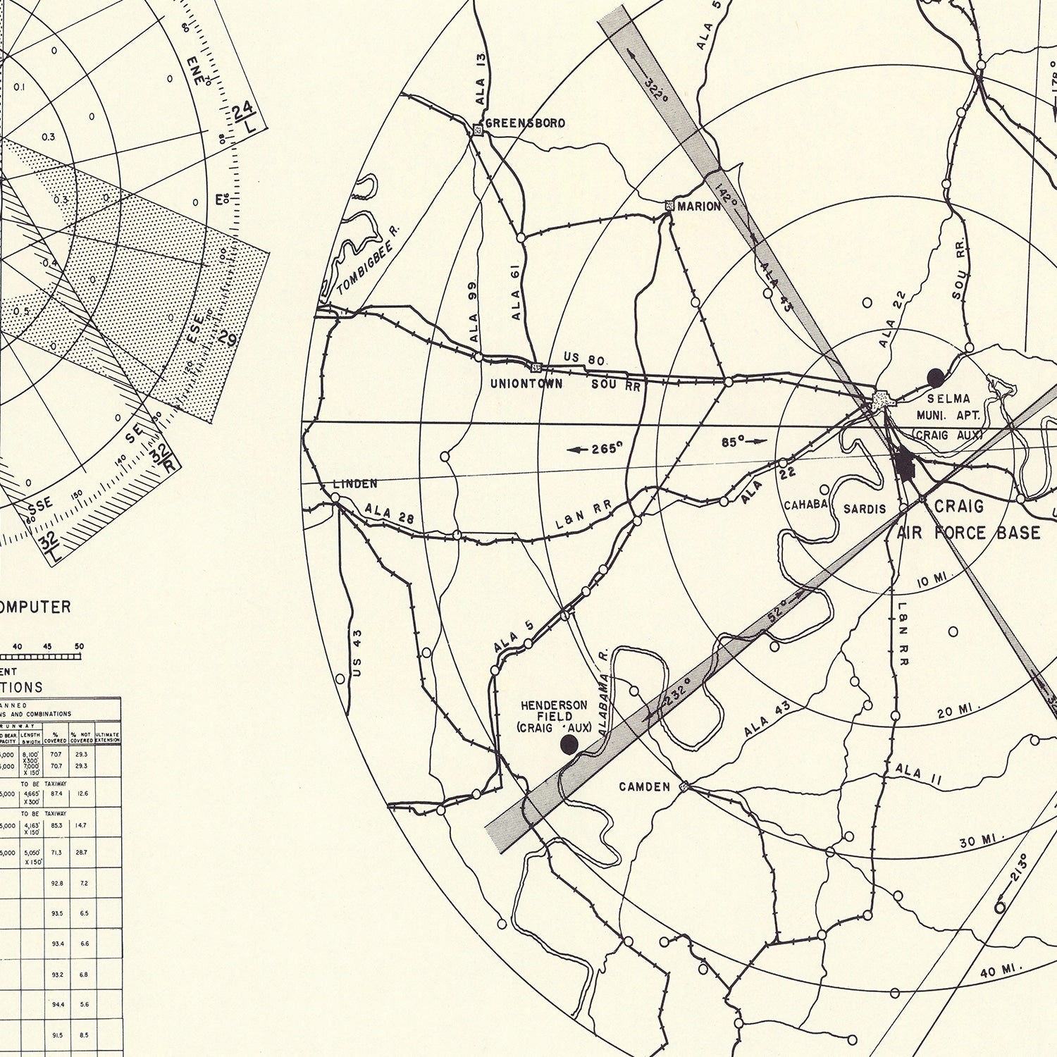 Vintage Map of the Craig Air Force Base Vicinity, 1950