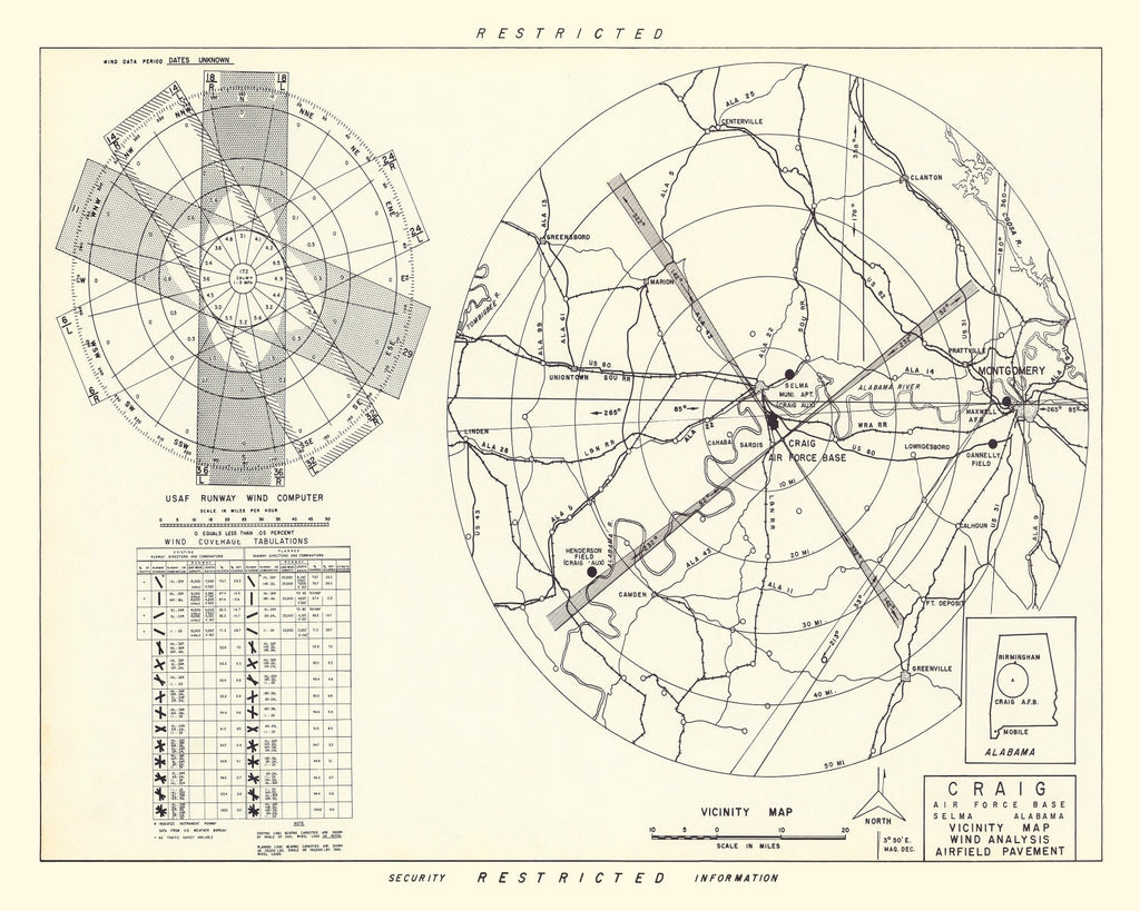 Vintage Map of the Craig Air Force Base Vicinity, 1950