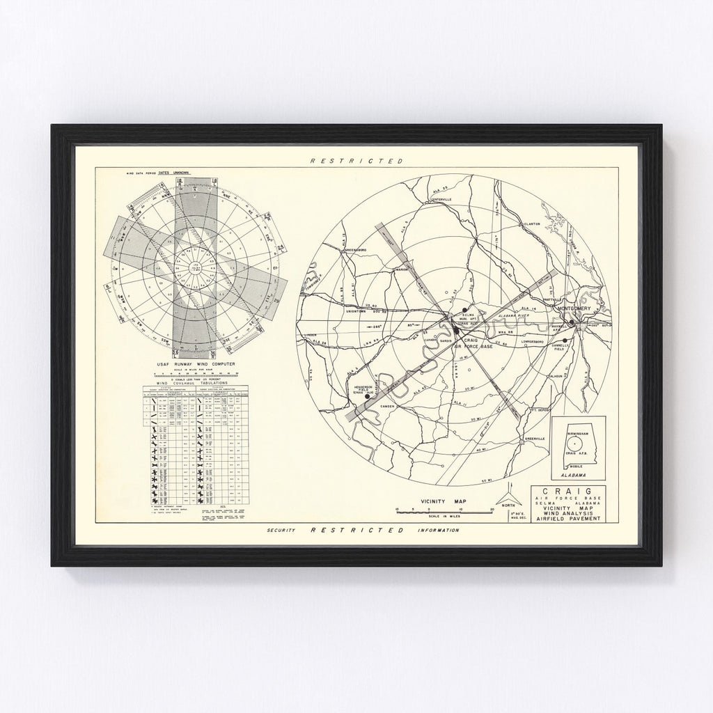 Vintage Map of the Craig Air Force Base Vicinity, 1950