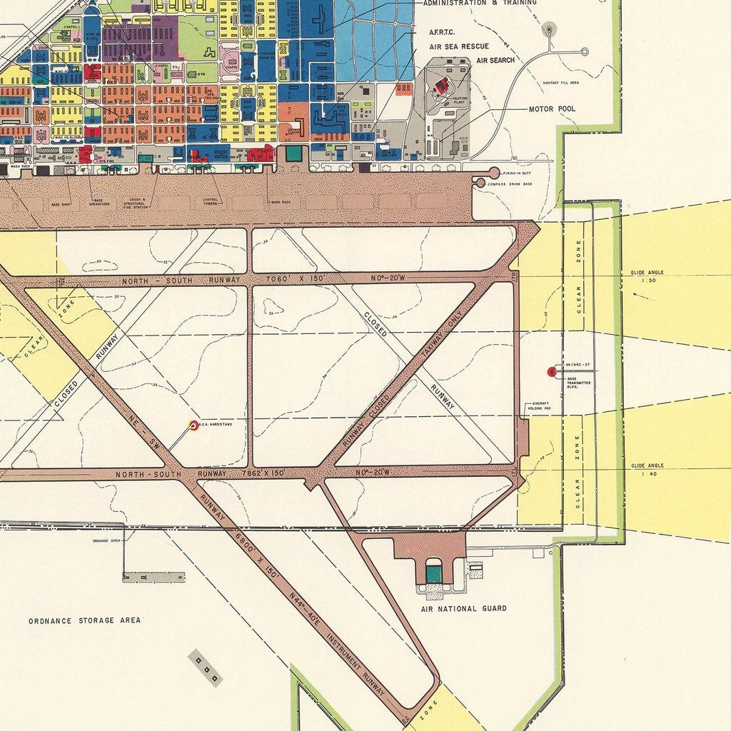 Vintage Map of Ellington Air Force Base, 1953