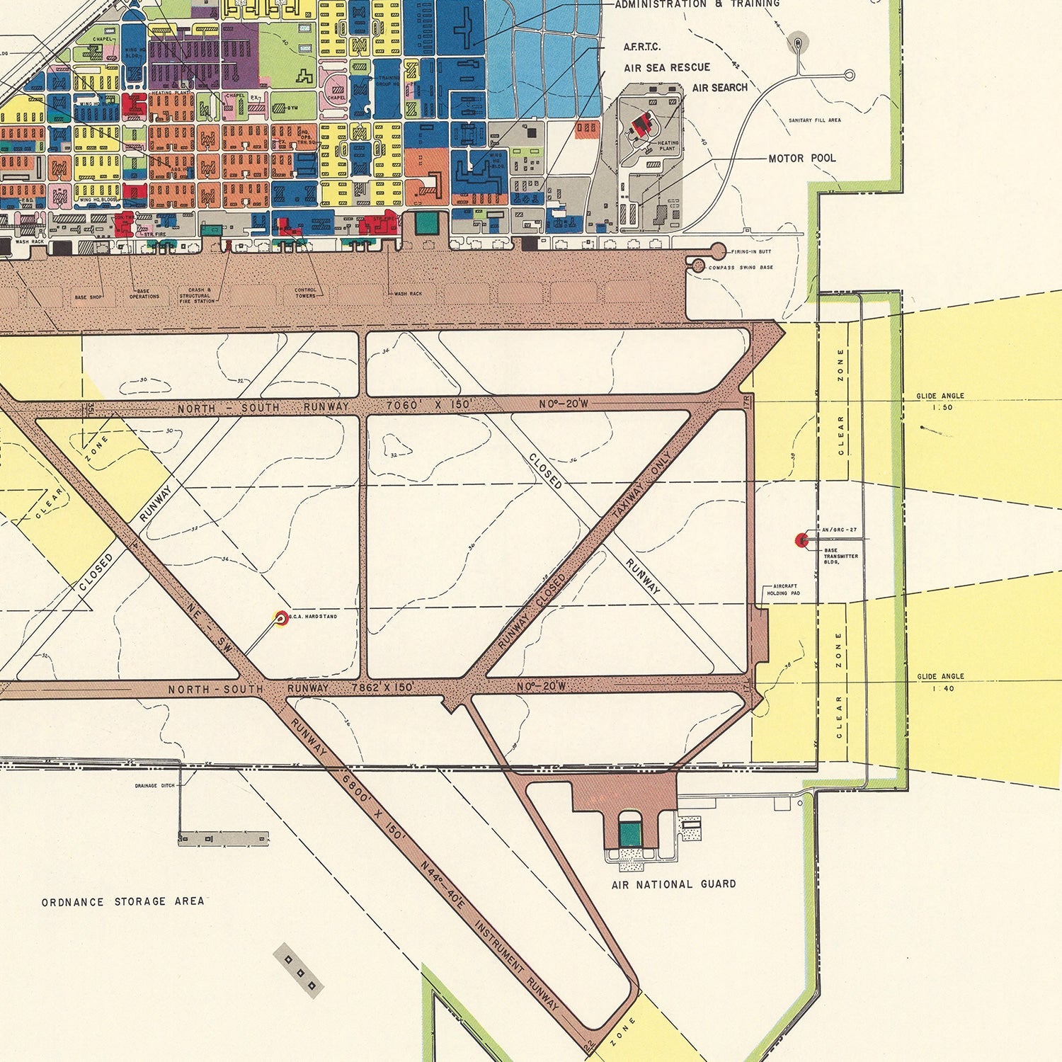 Vintage Map of Ellington Air Force Base, 1953