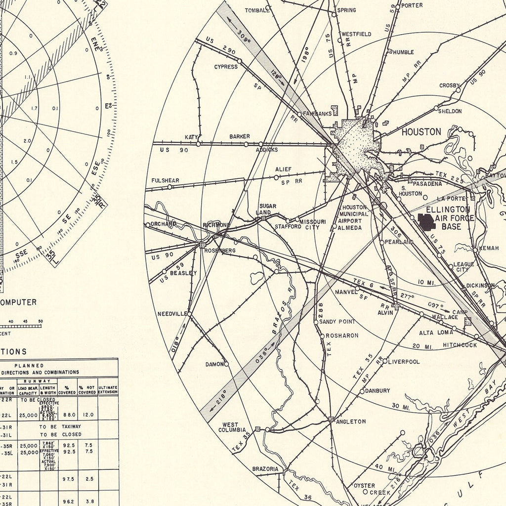 Vintage Map of the Ellington Air Force Base Vicinity, 1953