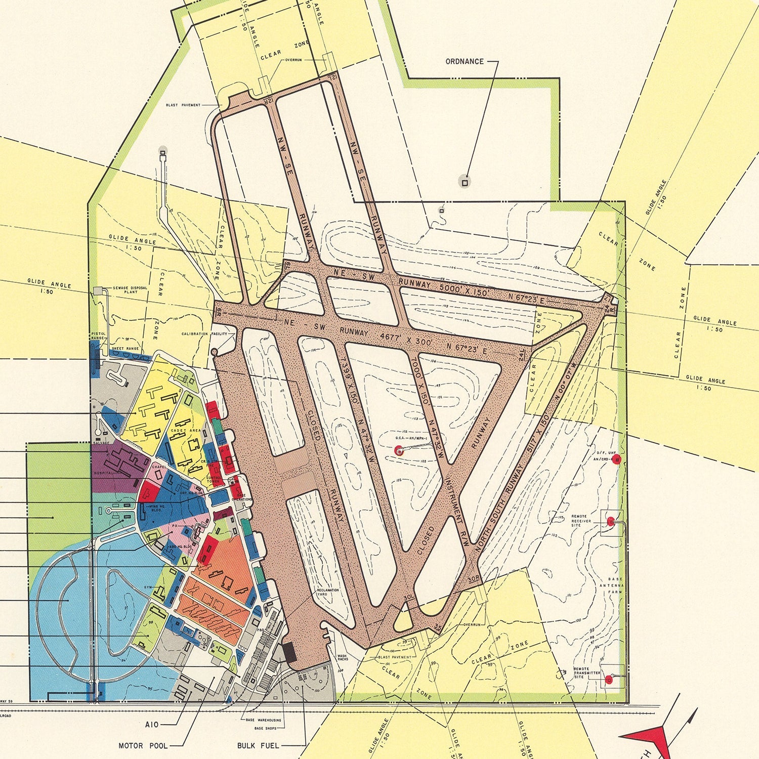 Vintage Map of Foster Air Force Base, 1951