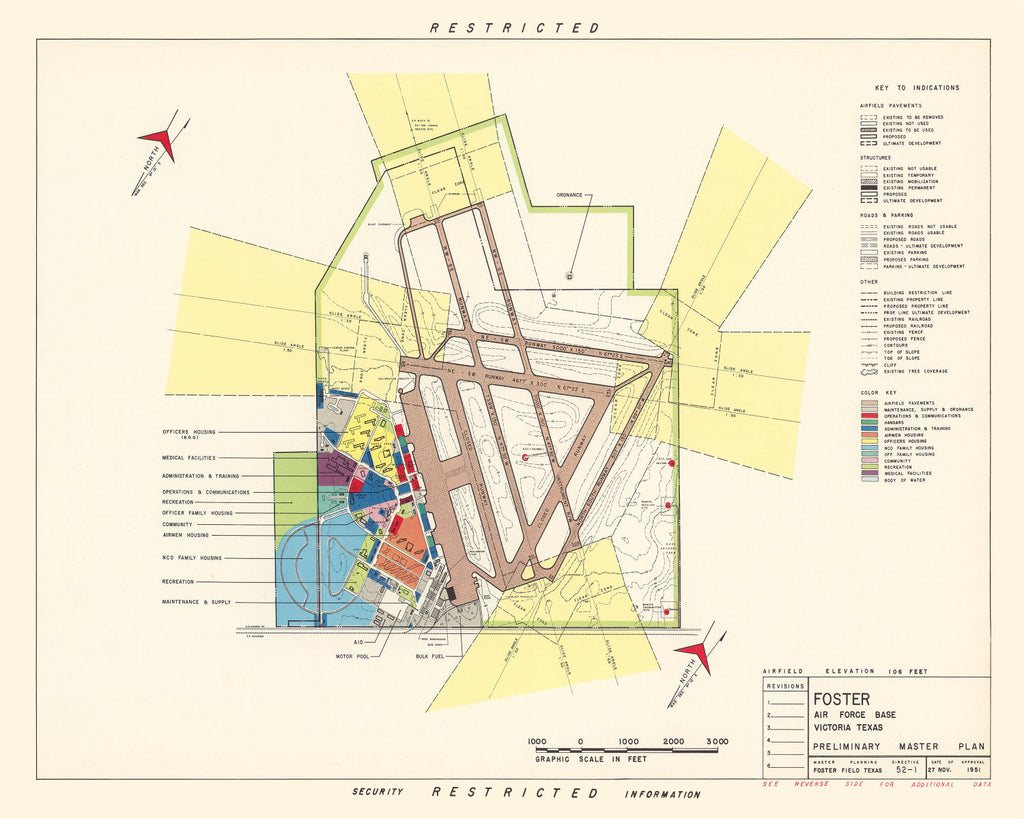 Vintage Map of Foster Air Force Base, 1951