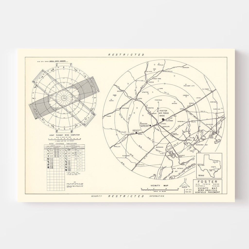 Vintage Map of the Foster Air Force Base Vicinity, 1951