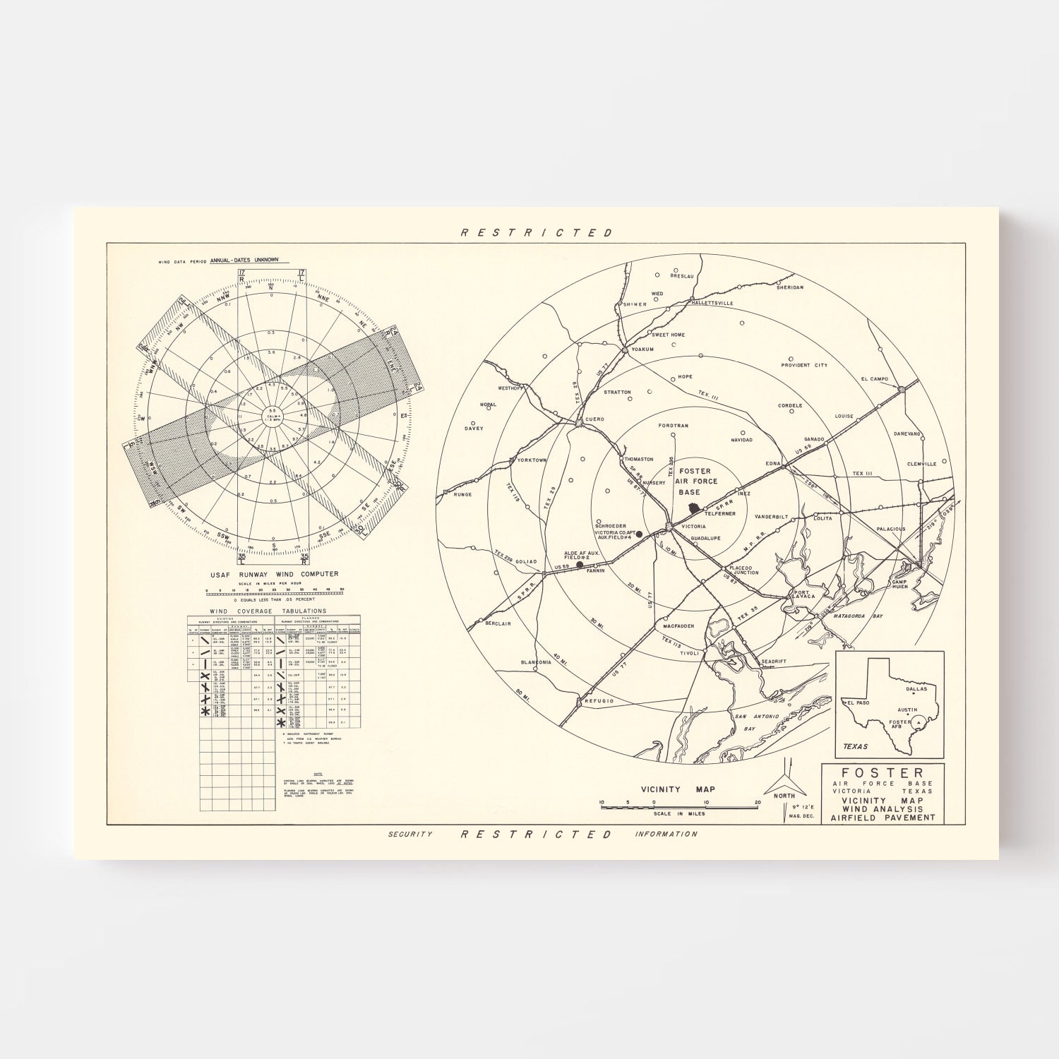 Vintage Map of the Foster Air Force Base Vicinity, 1951