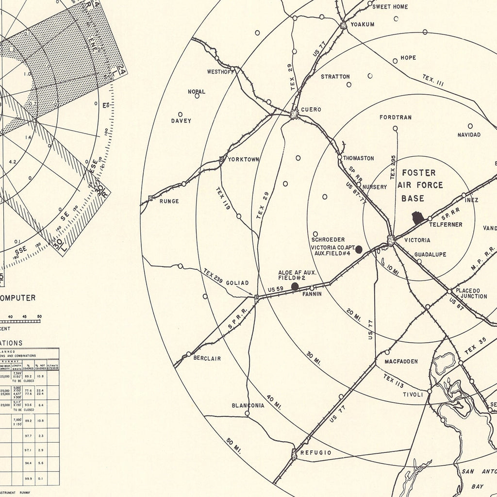 Vintage Map of the Foster Air Force Base Vicinity, 1951