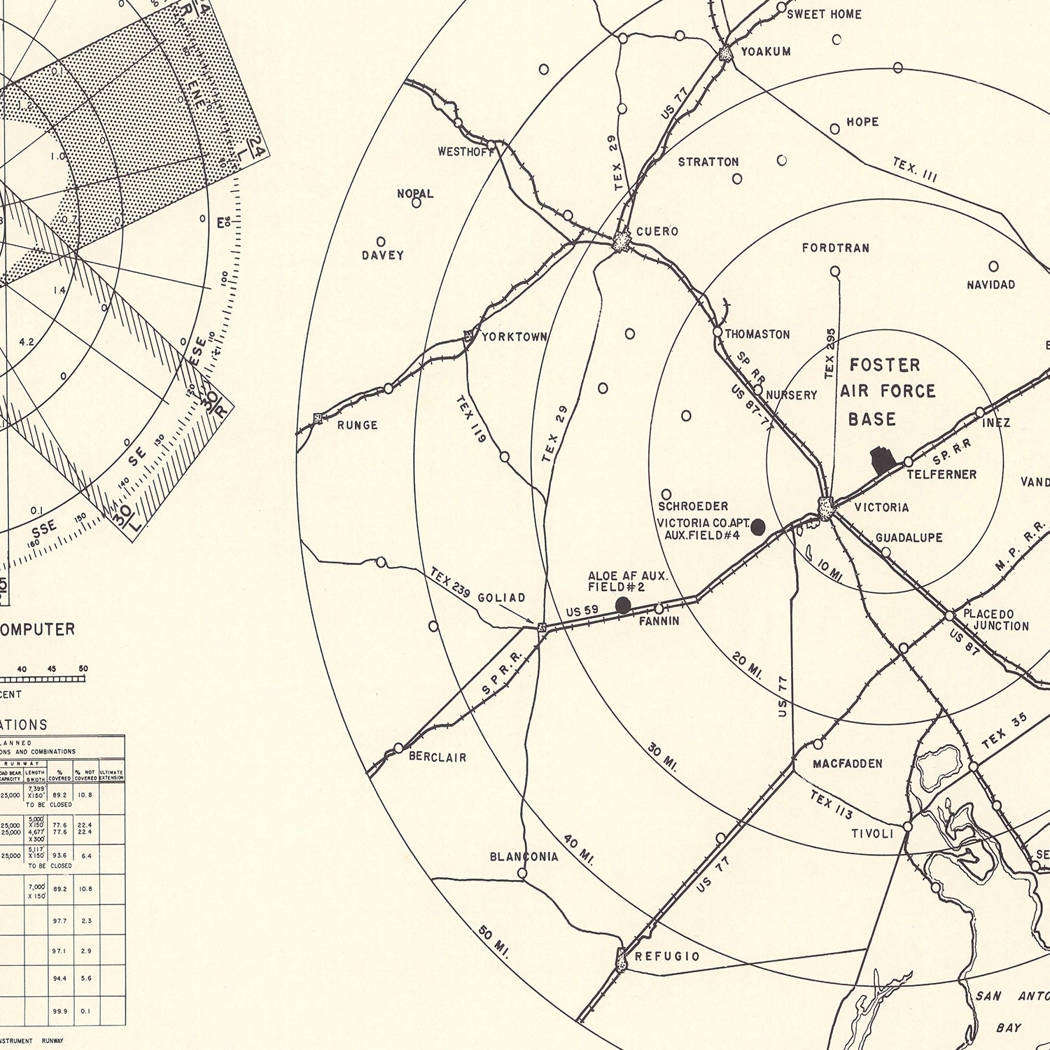 Vintage Map of the Foster Air Force Base Vicinity, 1951