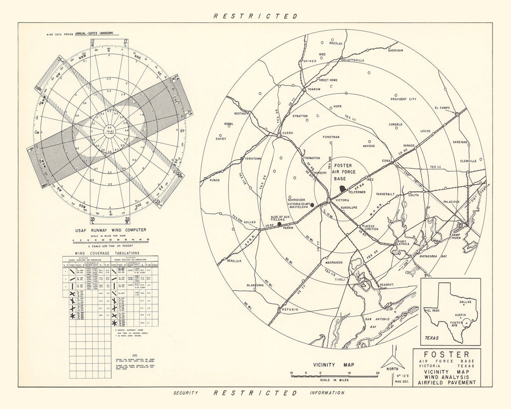 Vintage Map of the Foster Air Force Base Vicinity, 1951