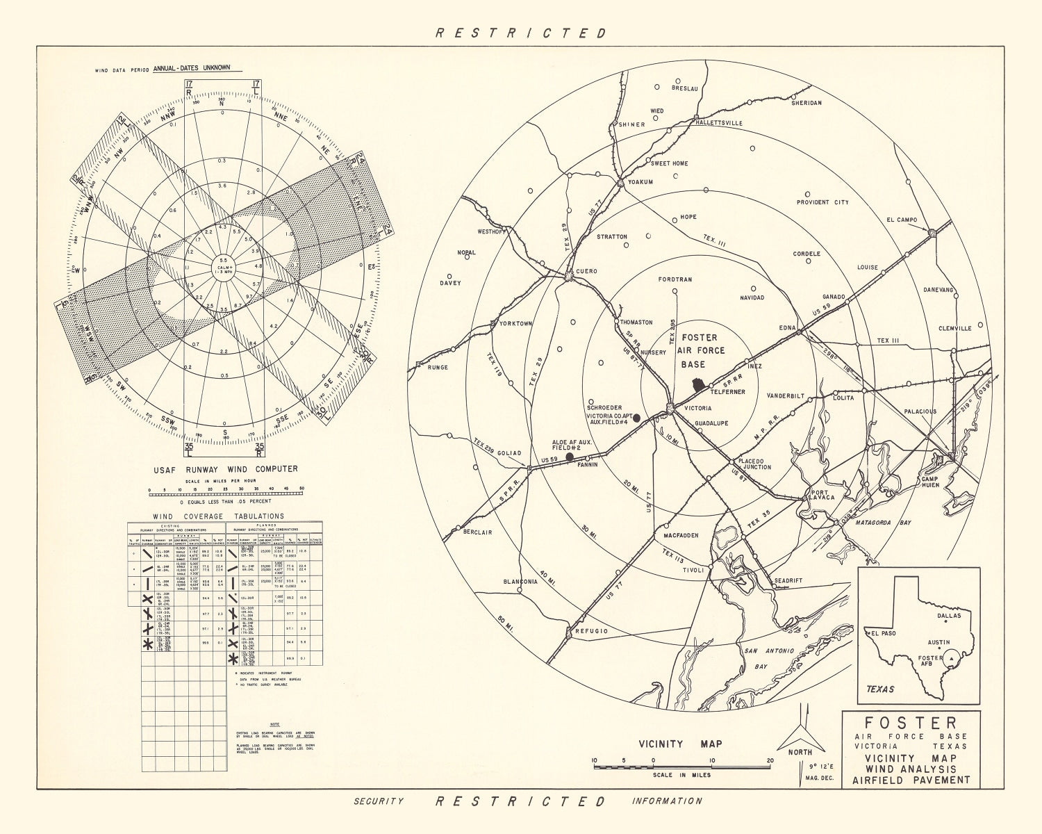 Vintage Map of the Foster Air Force Base Vicinity, 1951