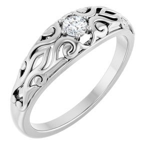 Sterling Silver 1/10 CT Natural Diamond Ring