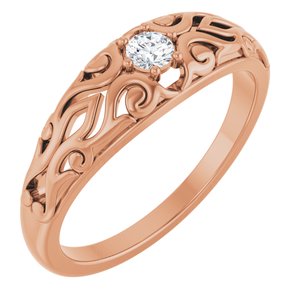 14K Rose Gold 1/10 CT Natural Diamond Ring