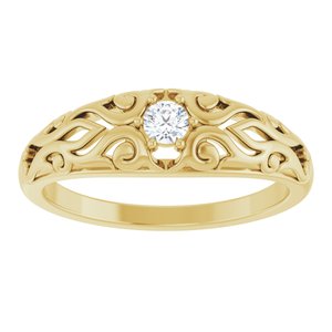 14K Yellow Gold 1/10 CT Natural Diamond Ring